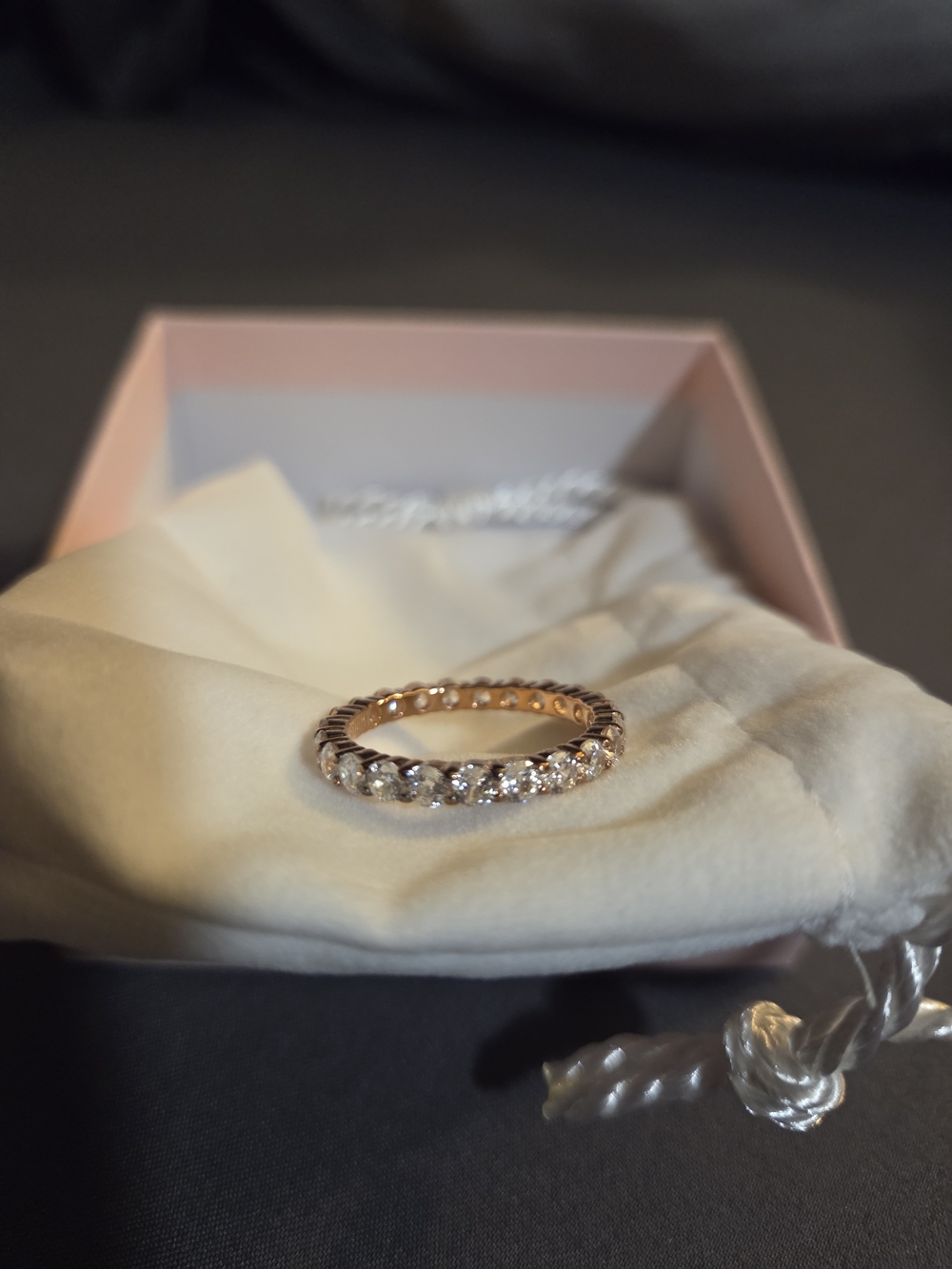 Diamonique Rose Gold Eternity Band - Size 9